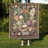 Vegetable Garden Tapestry Blanket A Woven Throw With Rustic Garden Vegetables And Floral Border